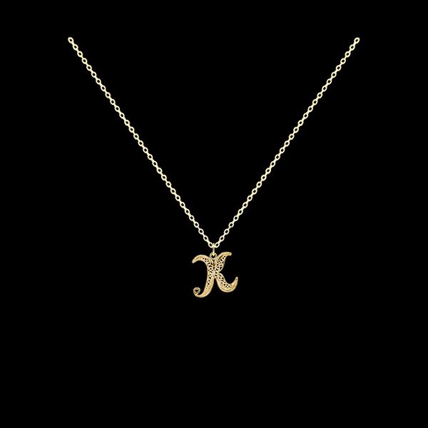 Necklace Letter K silver gold plated