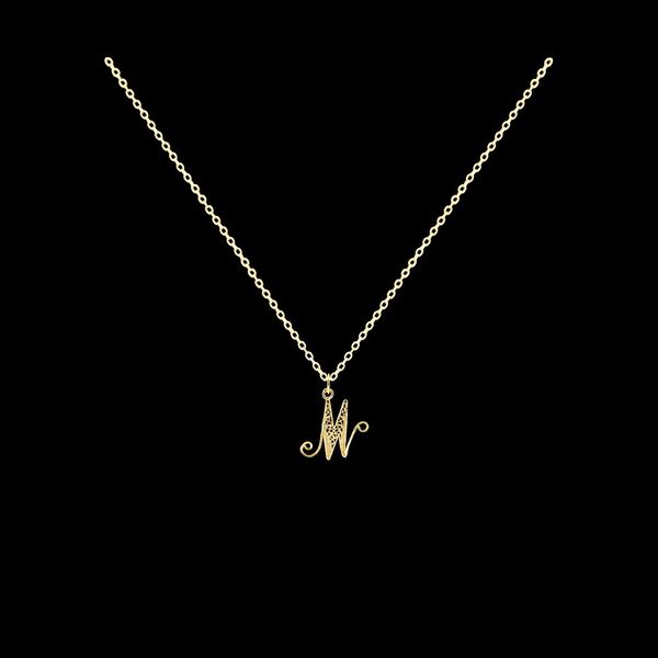 Necklace Letter M silver gold plated