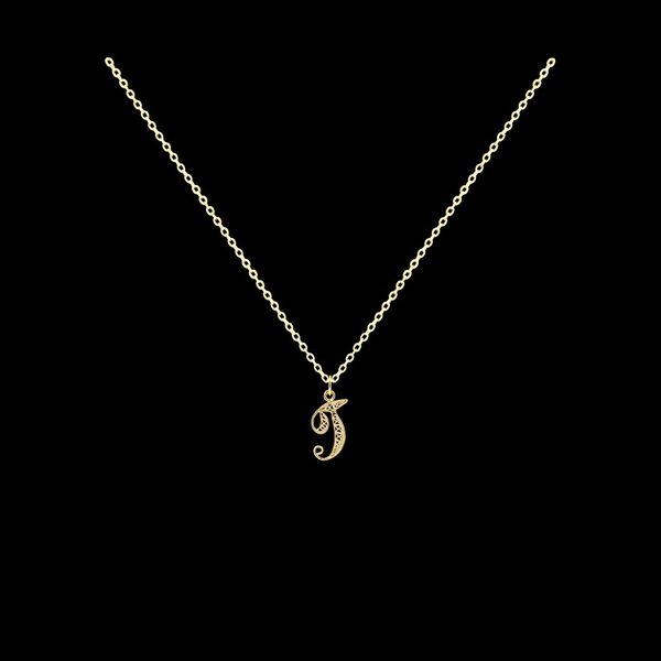 Necklace Letter T silver gold plated