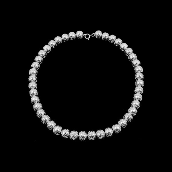 Necklace Viana Beads Portuguese Filigree, 10mm in Silver