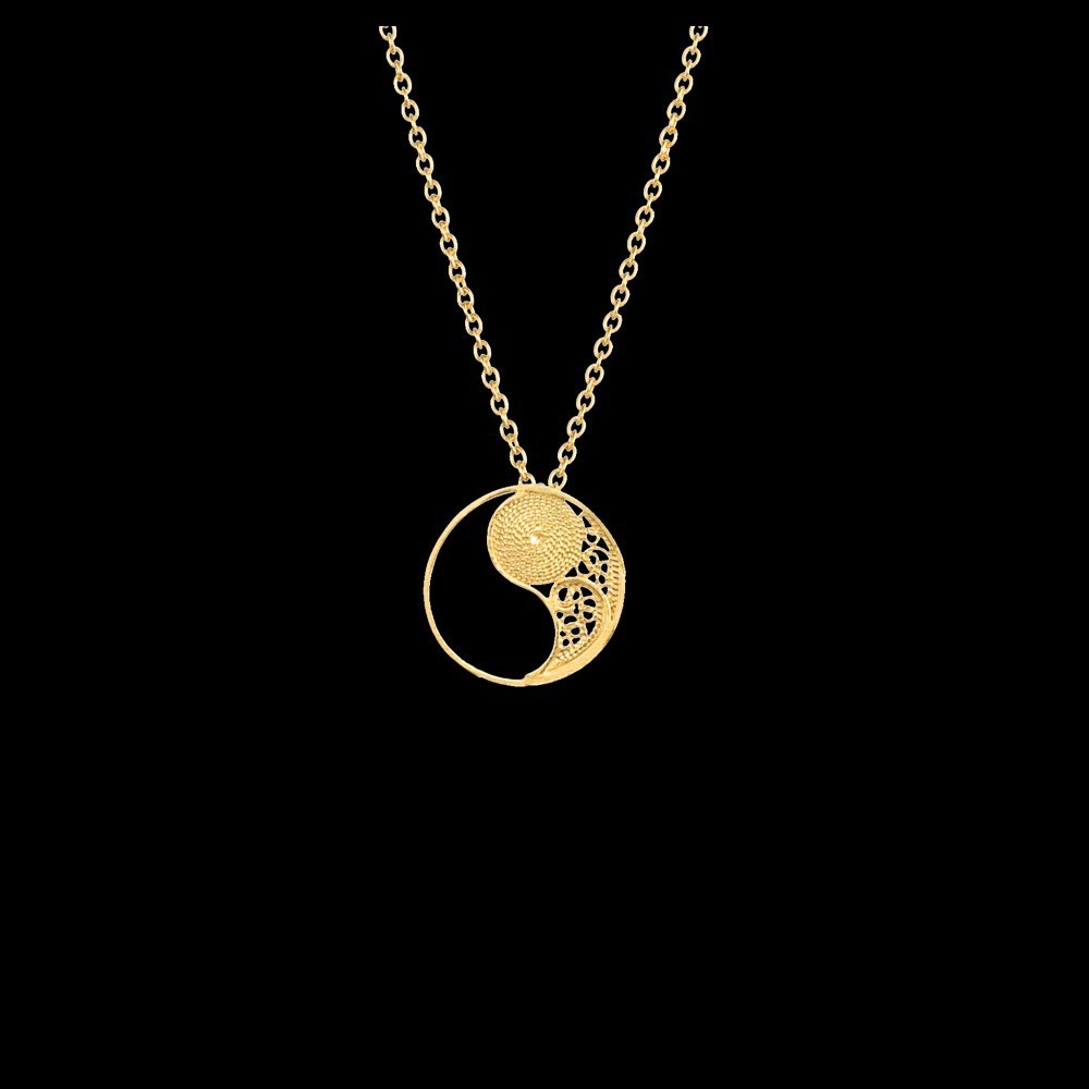Necklace "Filigree Yin Yang" in Silver Gold plated