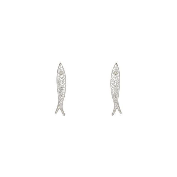 Sardine Fish Earrings in Silver