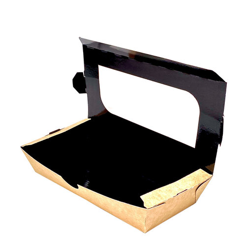 Boîte à Emporter Kraft Avec Intérieur Noirs 730ml -  Paquet 25 unités
