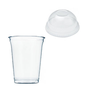 Plastic Cup 425ml - Measured to 300ml - With Closed Dome Lid - Full box 1072 units