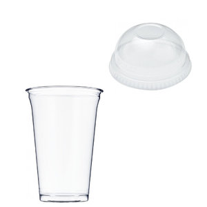 Plastic Cup 550ml - Measured to 400ml - With closed dome lid - Box 896 units