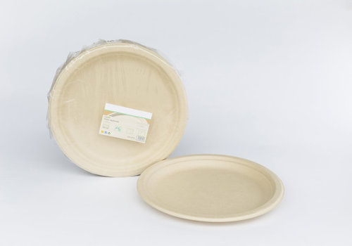 BIO cream Plate Sugar cane 22cm - Pack 50 units