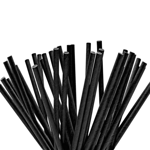 Straw Paper Straight Black - Pack of 250 units
