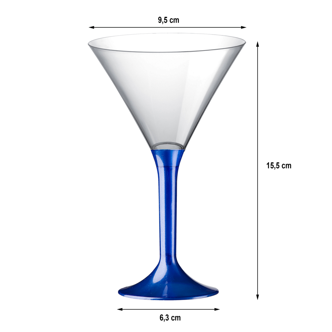 Copo de Martini PS 185 ml com Pé Azul pacote de 100 unidades