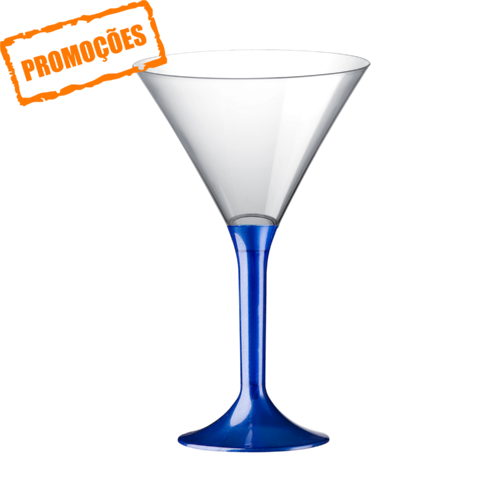 Vaso de Martini PS 185 ml con Pie Azul paquete 100 unidades