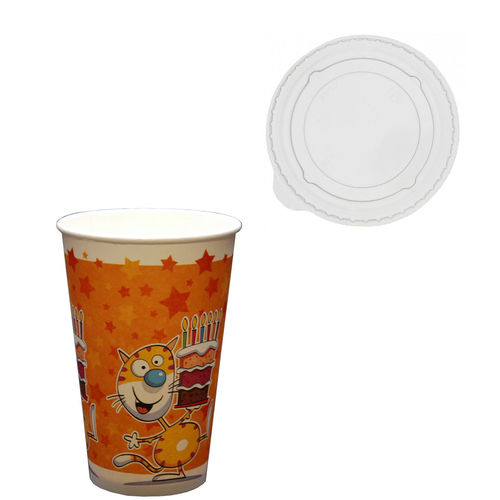 Paper Cups 200 ml White disposable with Flat Lid - 50 units