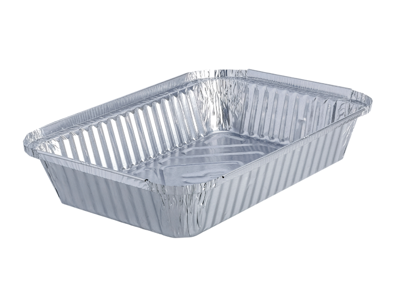 Bandeja de aluminio Rectangular 980ml c/ tapa de papel - Paquete 100 unidades