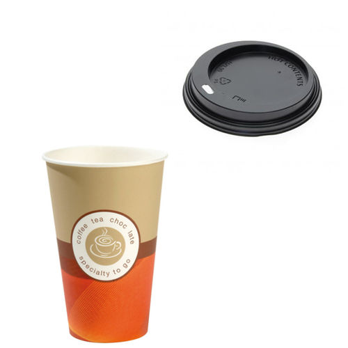 Paper Cup "Specialty ToGo" 360ml (12Oz) w/ Black Lid ToGo - Pack of 55 units